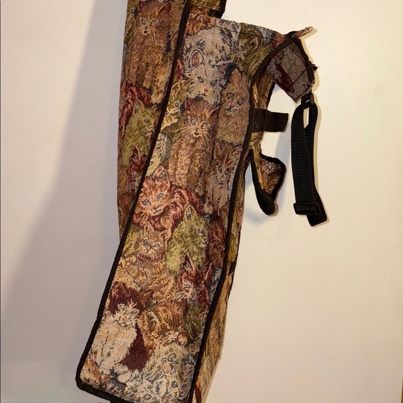 Vintage Retro Tapestry Cat Design Women's Wheeled Carry On Luggage Travel Bag - Picture 13 of 17